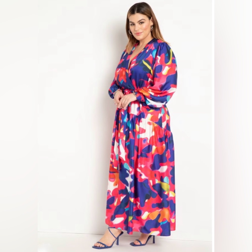 Eloquii Pink and Light Blue Colorblock Dress